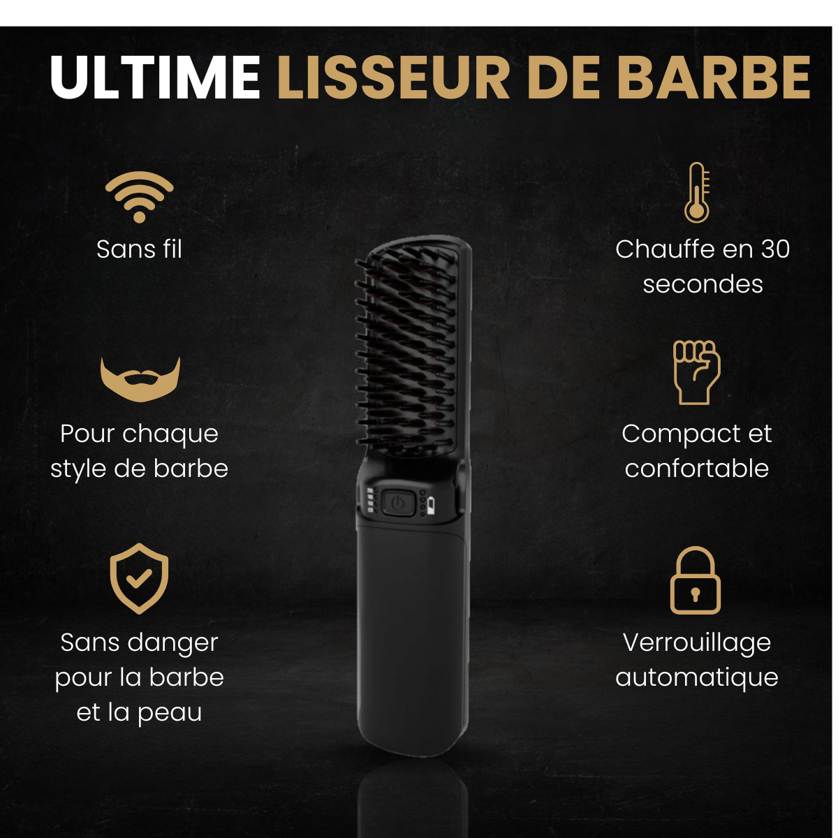 Beardium Pro – lisseur à barbe sans fil noir